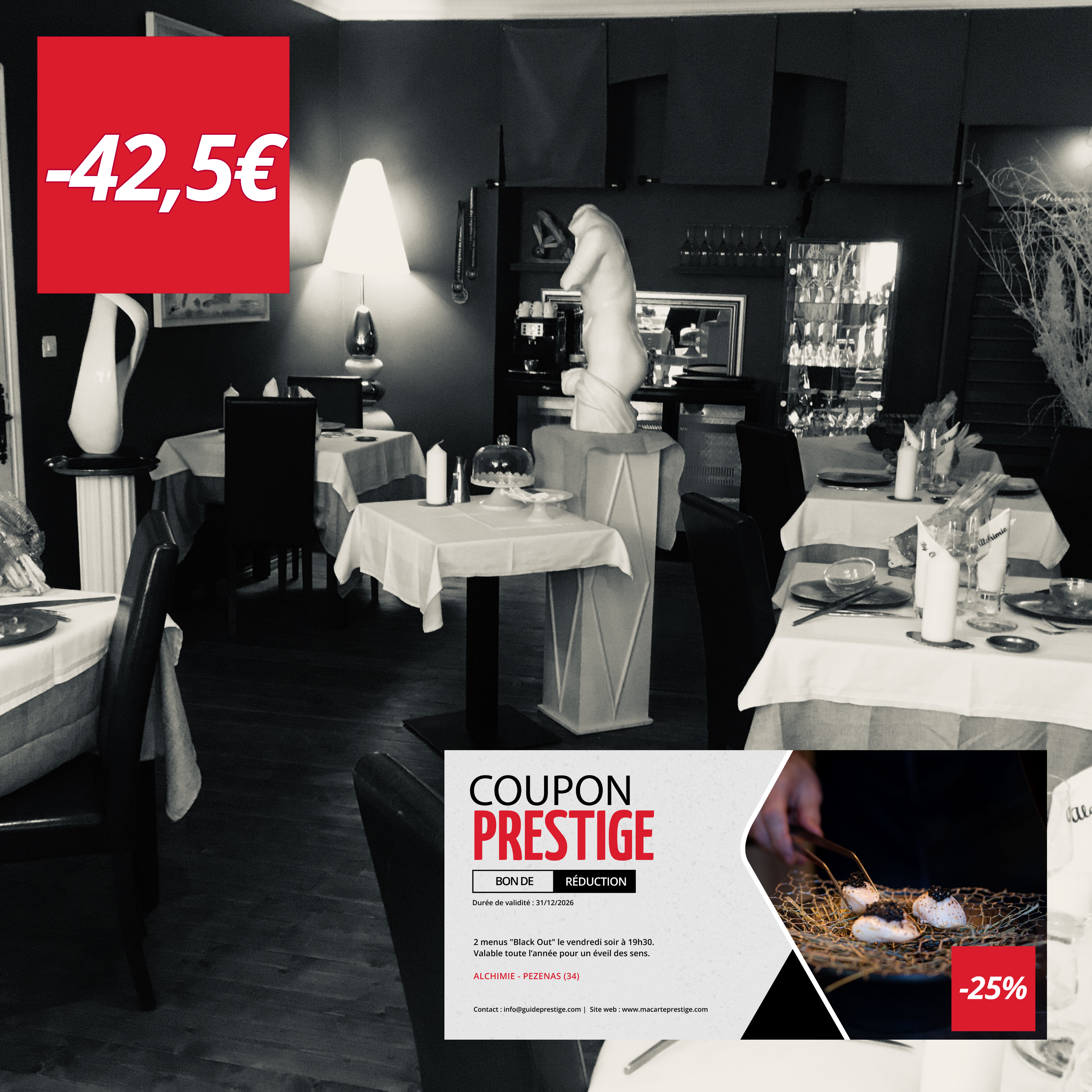 Coupon de réduction : 2 menus 