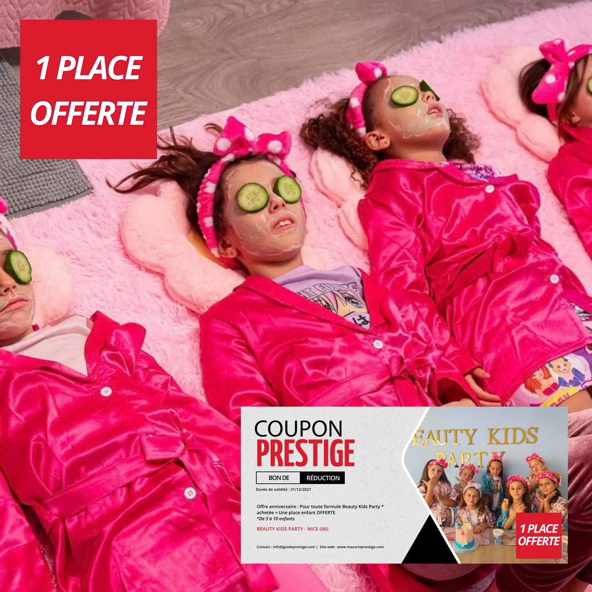 Bon de réduction : Une place enfant offerte pour son anniversaire (Anniversaire de 5 à 10 enfants) - Valable chez IDUUN BEAUTY / BEAUTY KIDS PARTY- à NICE (06)