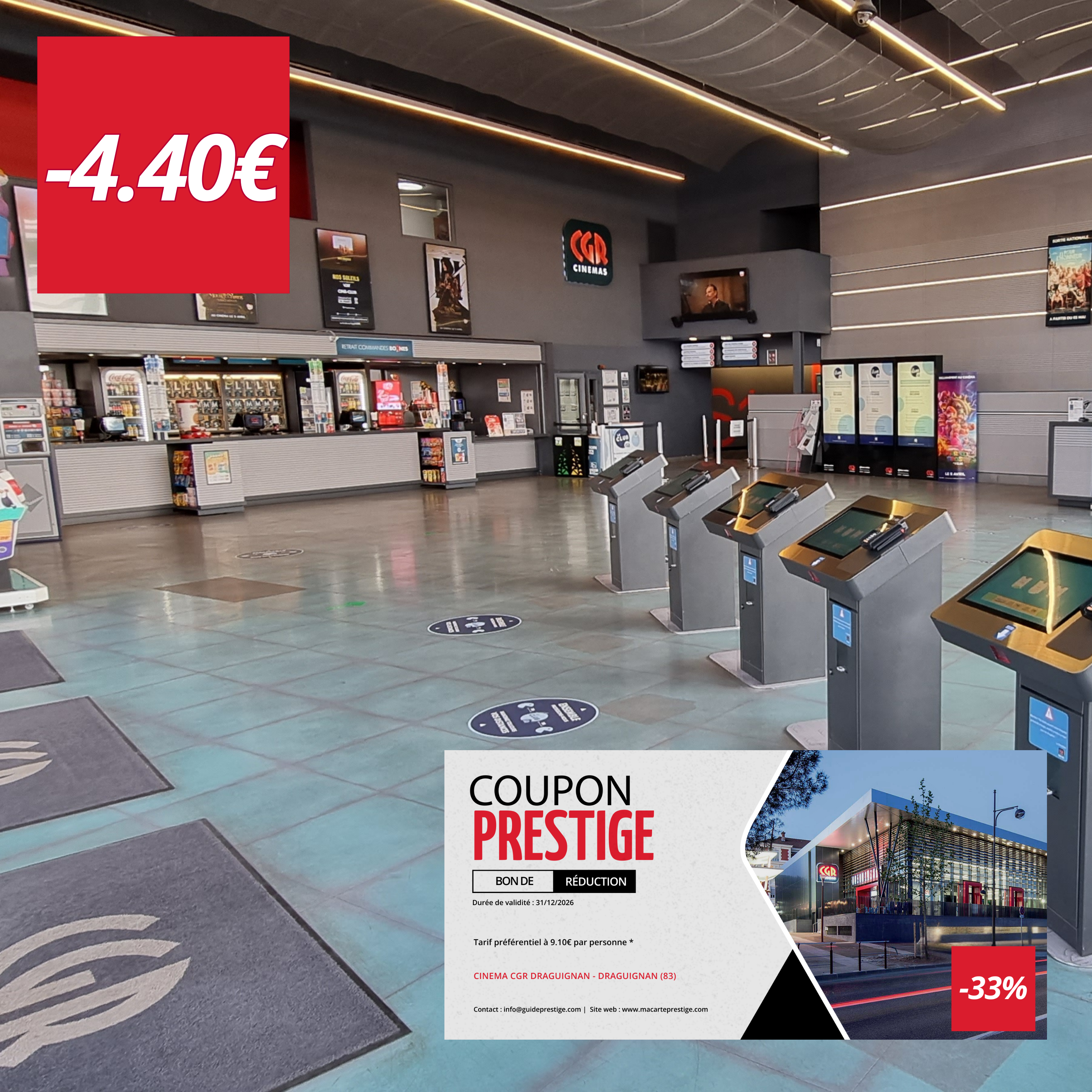 Coupon de réduction : Tarif préférentiel à 9,10€ par personne * - Valable au CINEMA CGR DRAGUIGNAN - à DRAGUIGNAN (83)