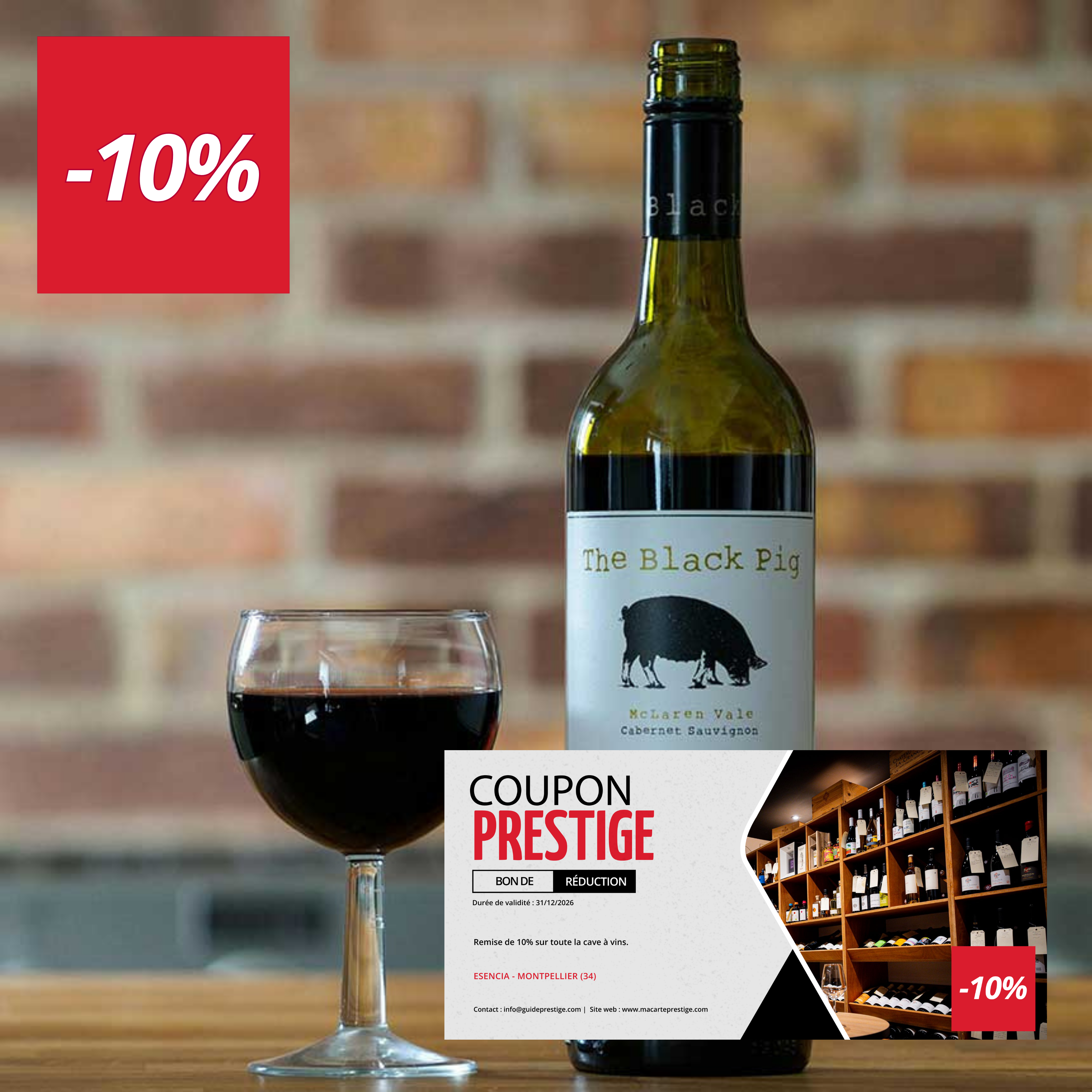 Coupon de réduction : Remise de 10% sur toute la cave à vins - Valable chez ESENCIA - à MONTPELLIER (34)