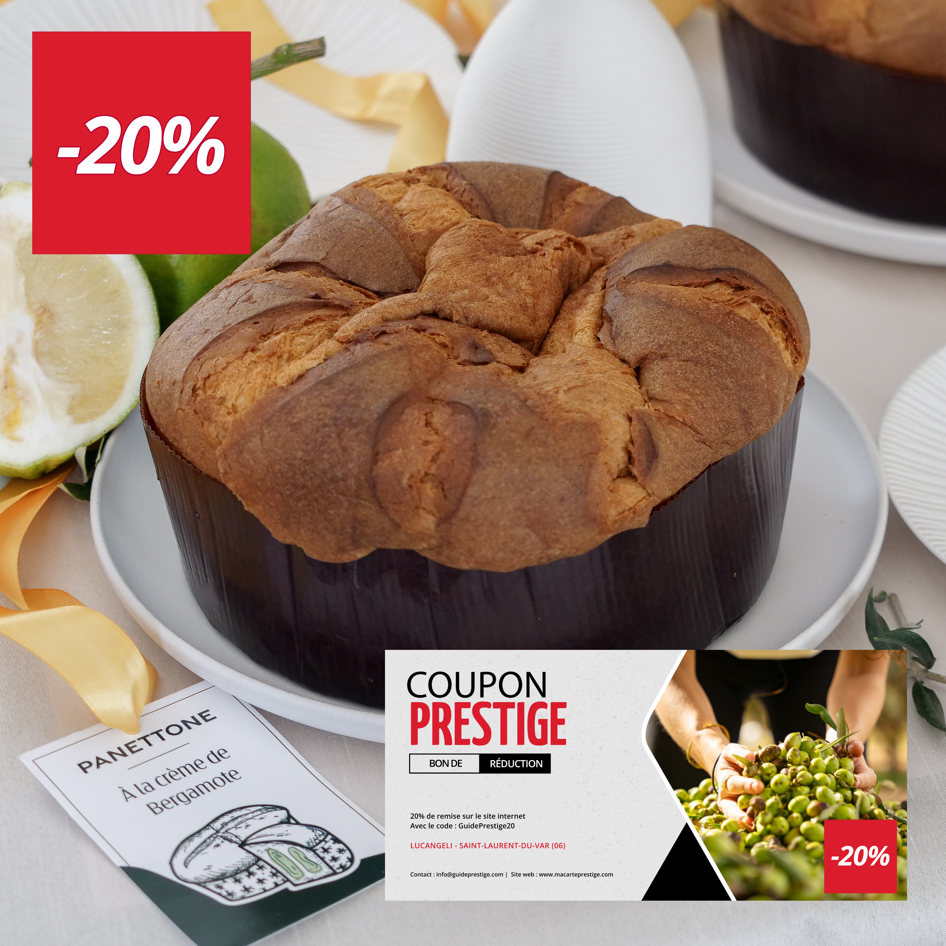 Coupon de réduction : 20% de remise sur le site internet Avec le code : GuidePrestige20 - Valable chez LUCANGELI - à SAINT-LAURENT-DU-VAR (06)
