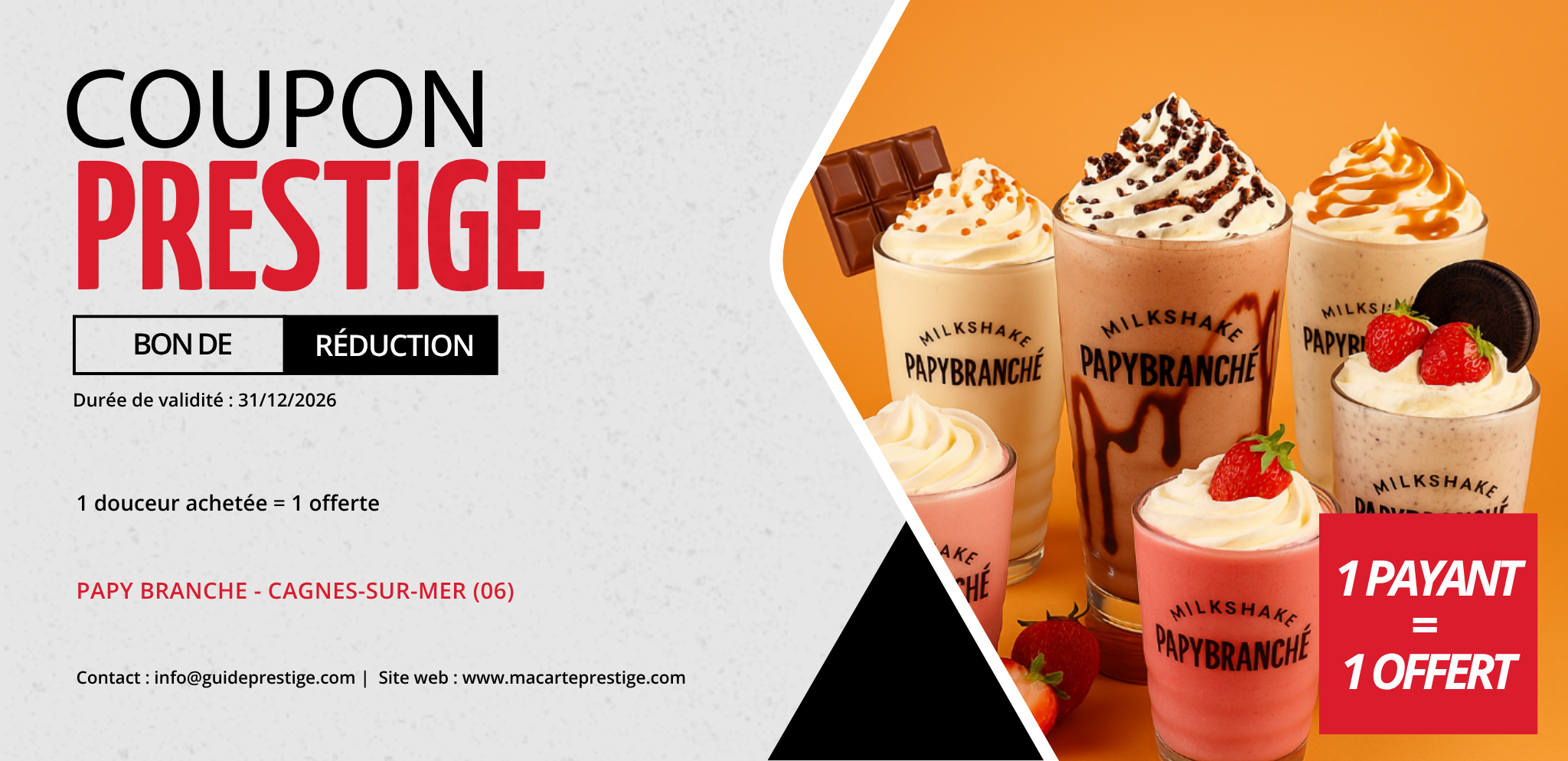 Coupon de réduction : 1 douceur achetée = 1 offerte - Valable chez PAPY BRANCHE - à CAGNES-SUR-MER (06)