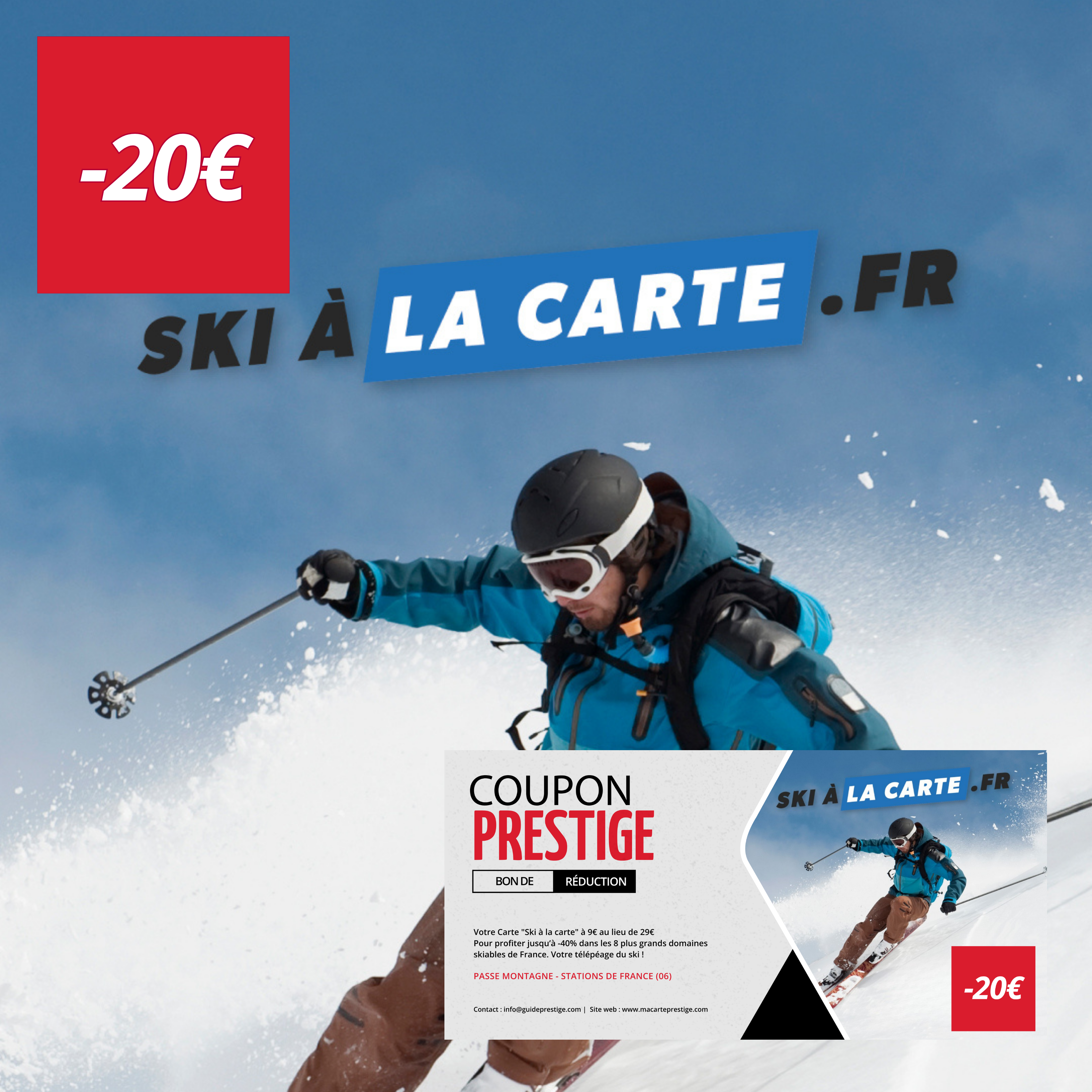 Coupon de réduction : Votre Carte "Ski à la carte" à 9€ au lieu de 29€ Pour profiter jusqu’à -40% dans les 8 plus grands domaines skiables de France. Votre télépéage du ski ! - Valable chez PASSE MONTAGNE - à STATIONS DE FRANCE (06)