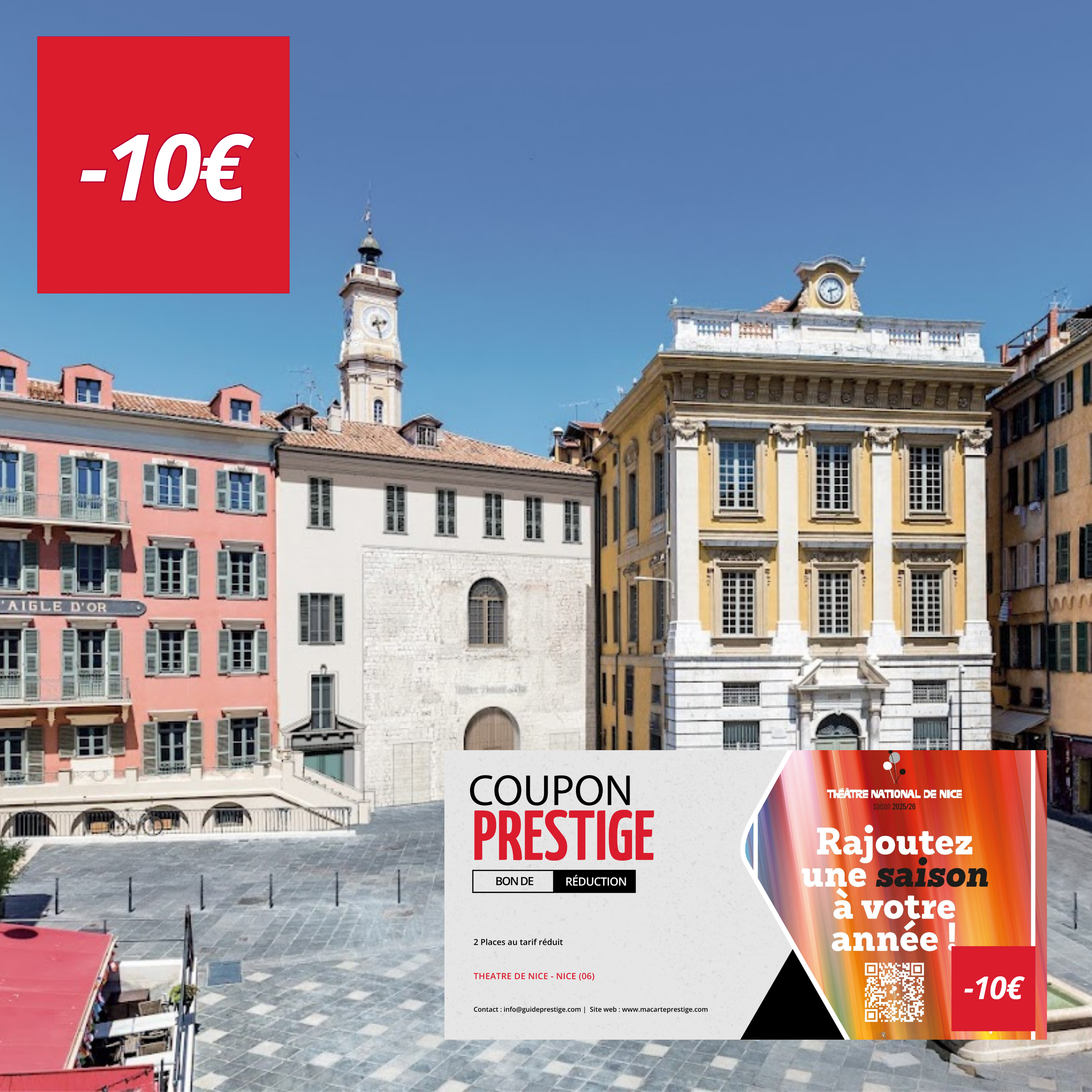 Coupon de réduction : 2 Places au tarif réduit - Valable au THEATRE DE NICE - à NICE (06)